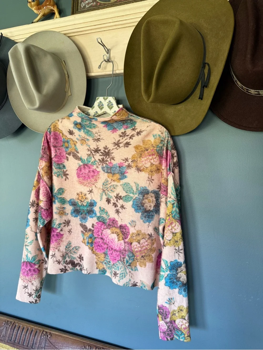 Anthropologie Pilcro Alani Mock Cashmere Floral Sweater sz small
